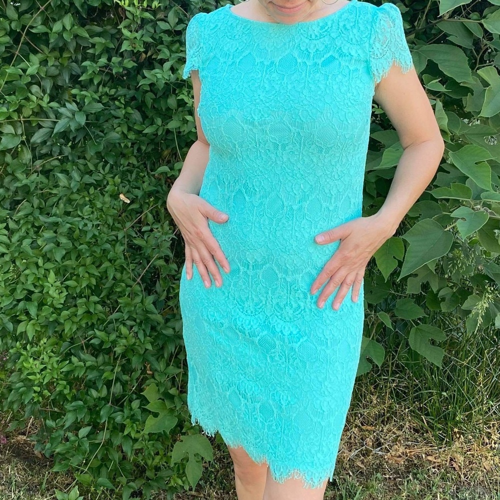 KARL LAGERFELD NWT size 0 Mint Green Formal Dress short sleeve